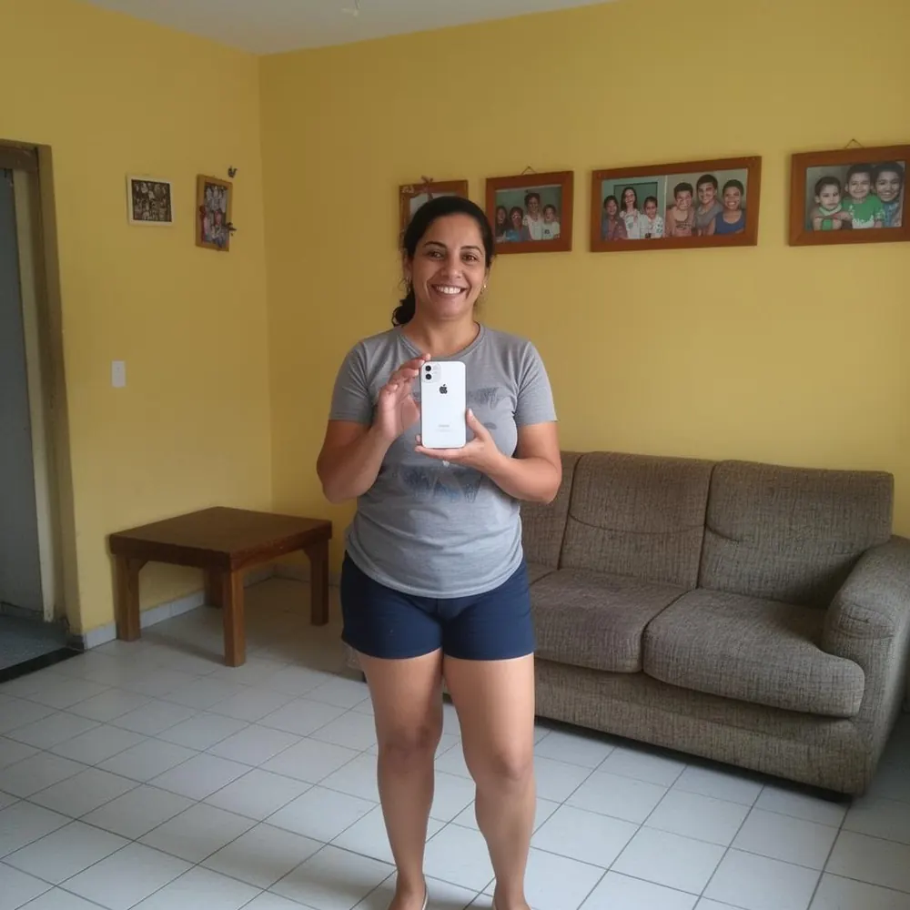 Mariana S. com o prêmio AirPods Max