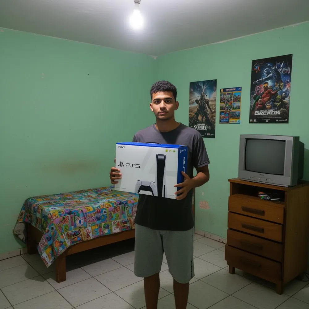 Carlos H. com o prêmio Setup Gamer Completo